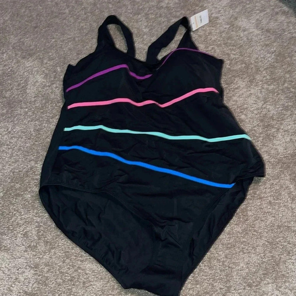 DELIMIRA Women's Retro Striped One Piece Plus Size Swimsuit Size 22 NWT. X - Picture 8 of 10